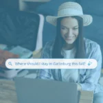 A woman on a laptop searching for vacation rentals