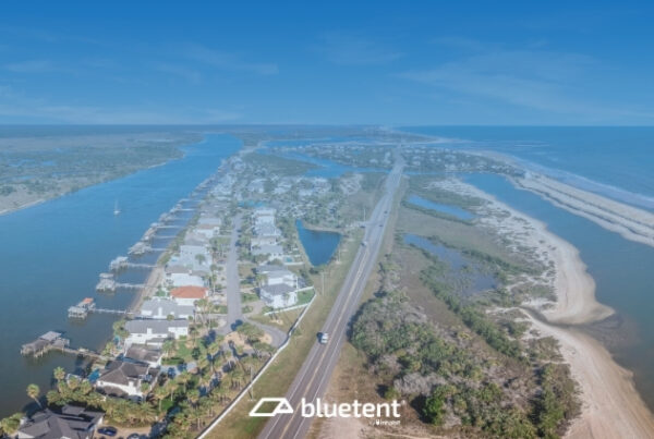 Aerial view of beach homes
