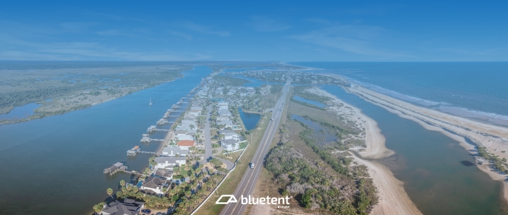 Aerial view of beach homes